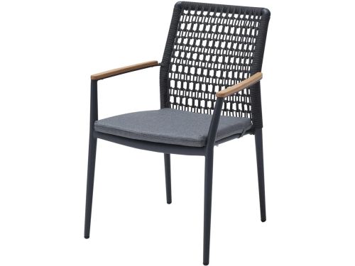 Salta dining tuinstoel rope aluminium antraciet stapelbaar