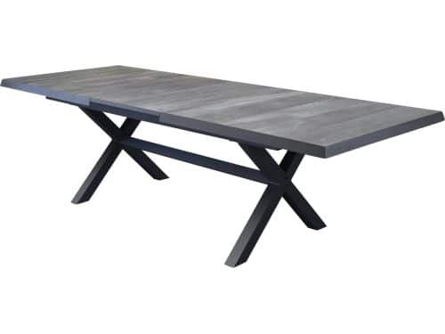 San Diego uitschuifbare dining tuintafel 204-264x100xH74 cm met kruispoot antraciet