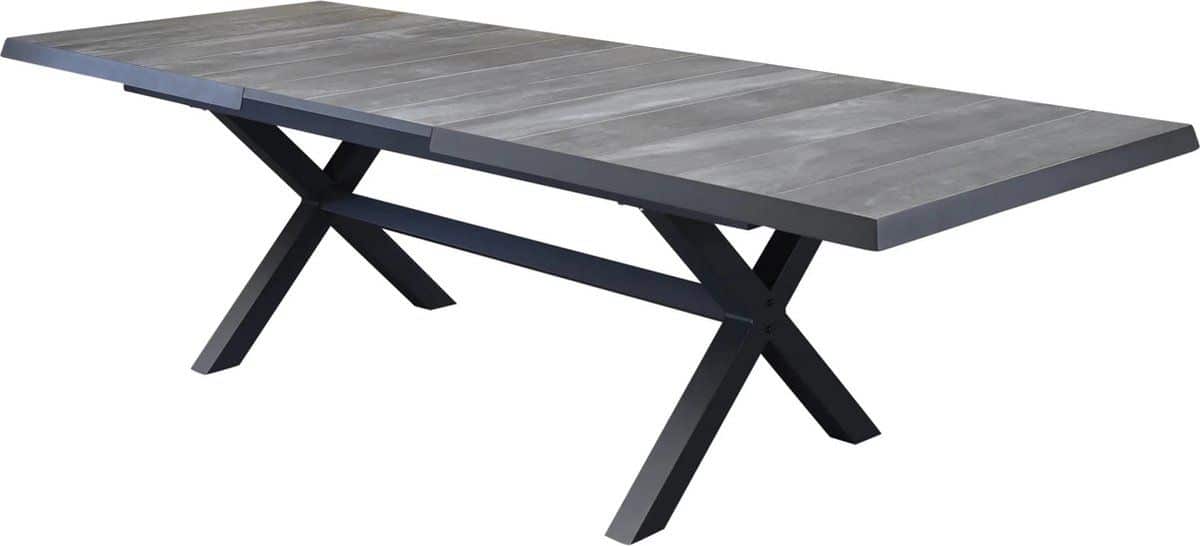 san diego uitschuifbare dining tuintafel 204 264x100xh74 cm met kruispoot antraciet
