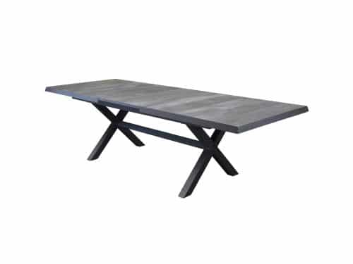 San Diego uitschuifbare dining tuintafel 204-264x100xH74 cm met kruispoot antraciet