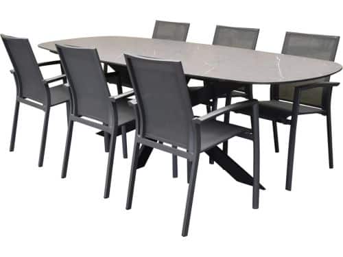 San Francisco Malaga dining tuinset 240x100xH76 cm 7 delig keramiek
