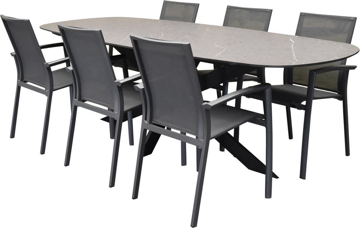 san francisco malaga dining tuinset 240x100xh76 cm 7 delig keramiek