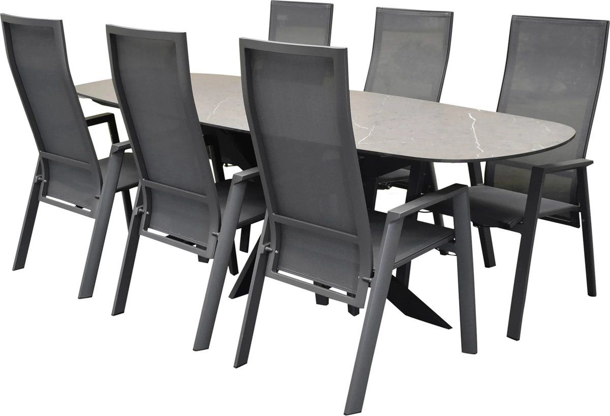 san francisco nancy dining tuinset 240x100xh76 cm 7 delig verstelbaar