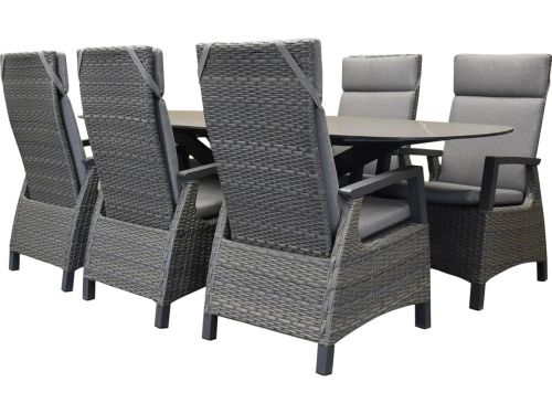 San Francisco Tunis dining tuinset 240x100xH76 cm 7 delig verstelbaar