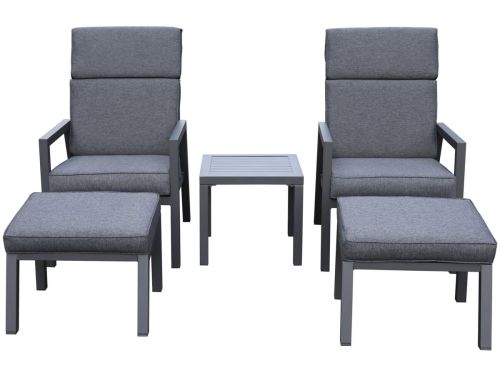 Santa Fe lounge balkonset 5 delig verstelbaar aluminium antraciet
