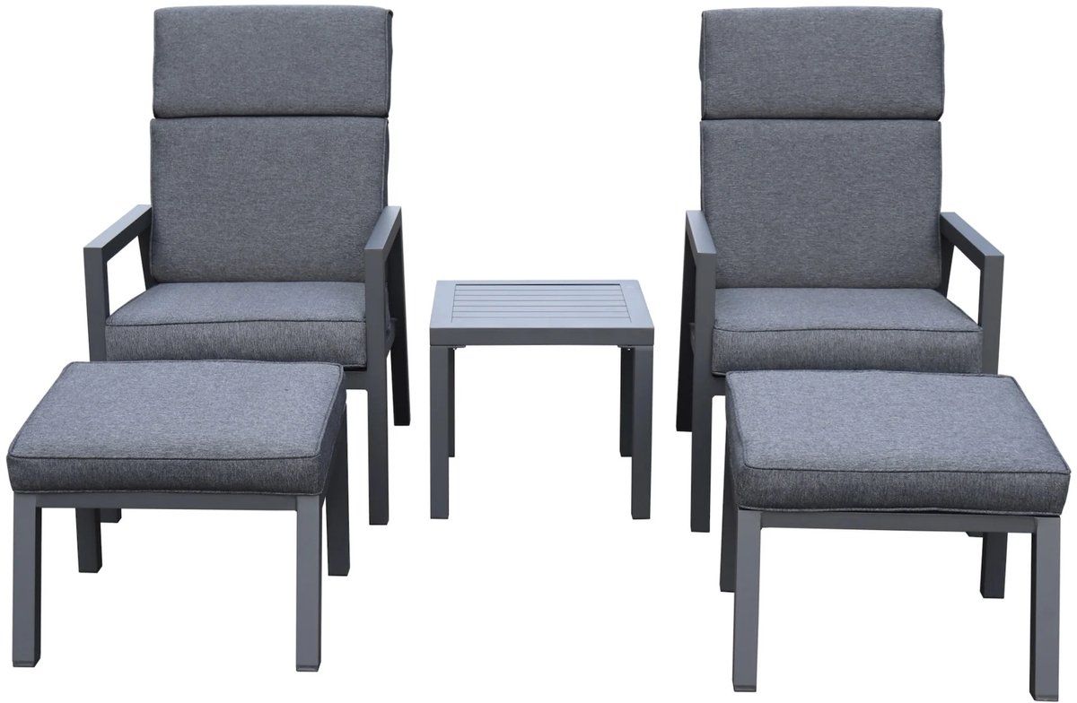 santa fe lounge balkonset 5 delig verstelbaar aluminium antraciet