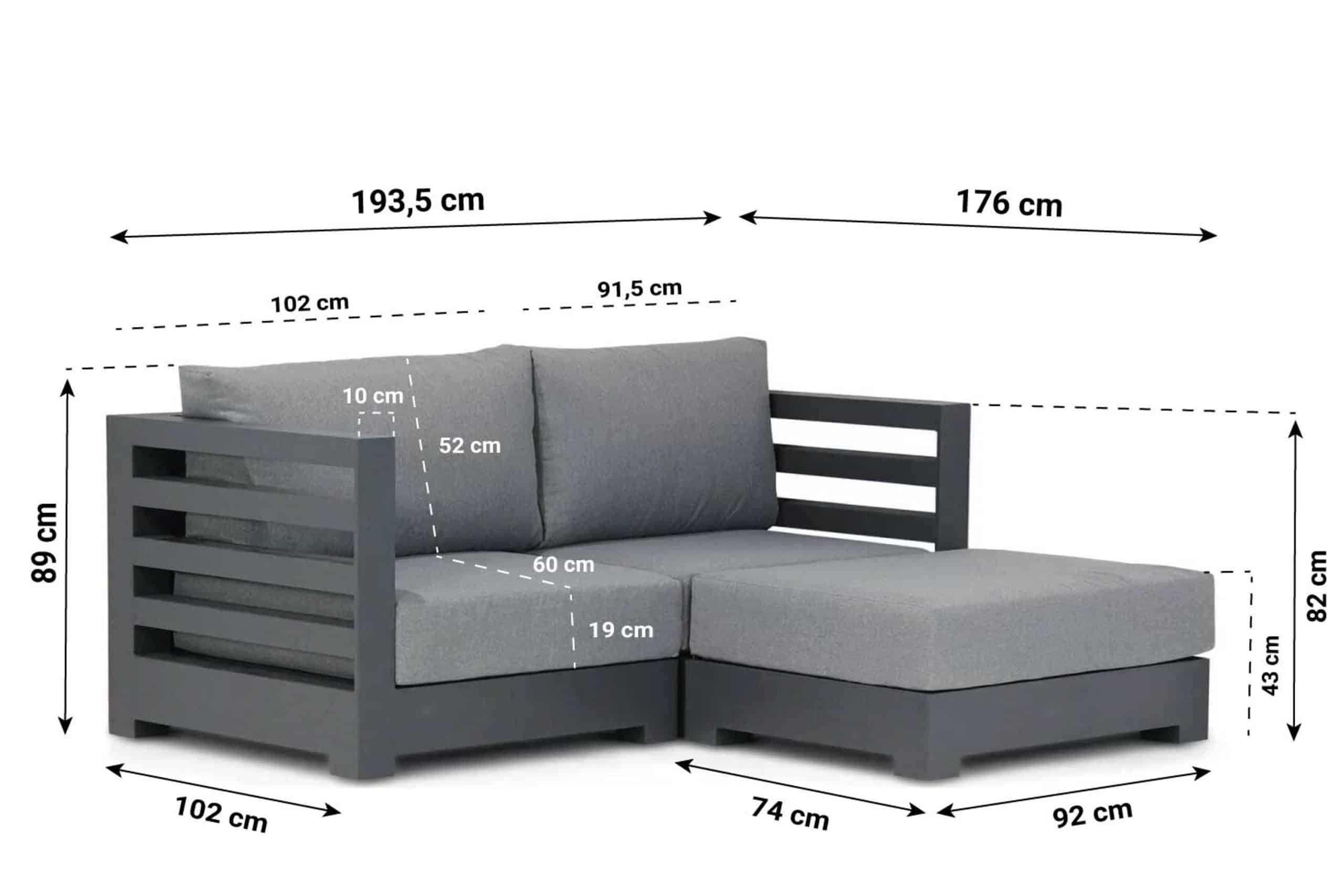 santika phantom chaise longue loungeset 3 delig