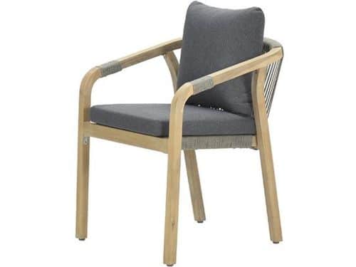 Santos dining fauteuil - acaciahout white wash-rope dgrijs-mystic grey