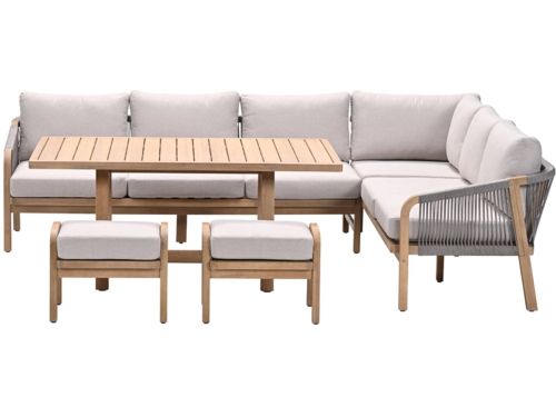 Santos lounge-diningset - 5-dlg.-rechts-acaciahout met white wash-sand