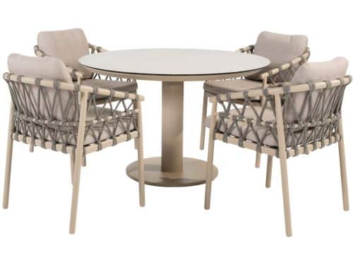 Sarah Piacenza dining tuinset 120xH75 cm 5 delig keramiek latte
