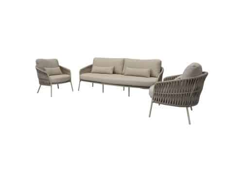 Sarenza stoel bank loungeset 3 delig zand rope latte frame