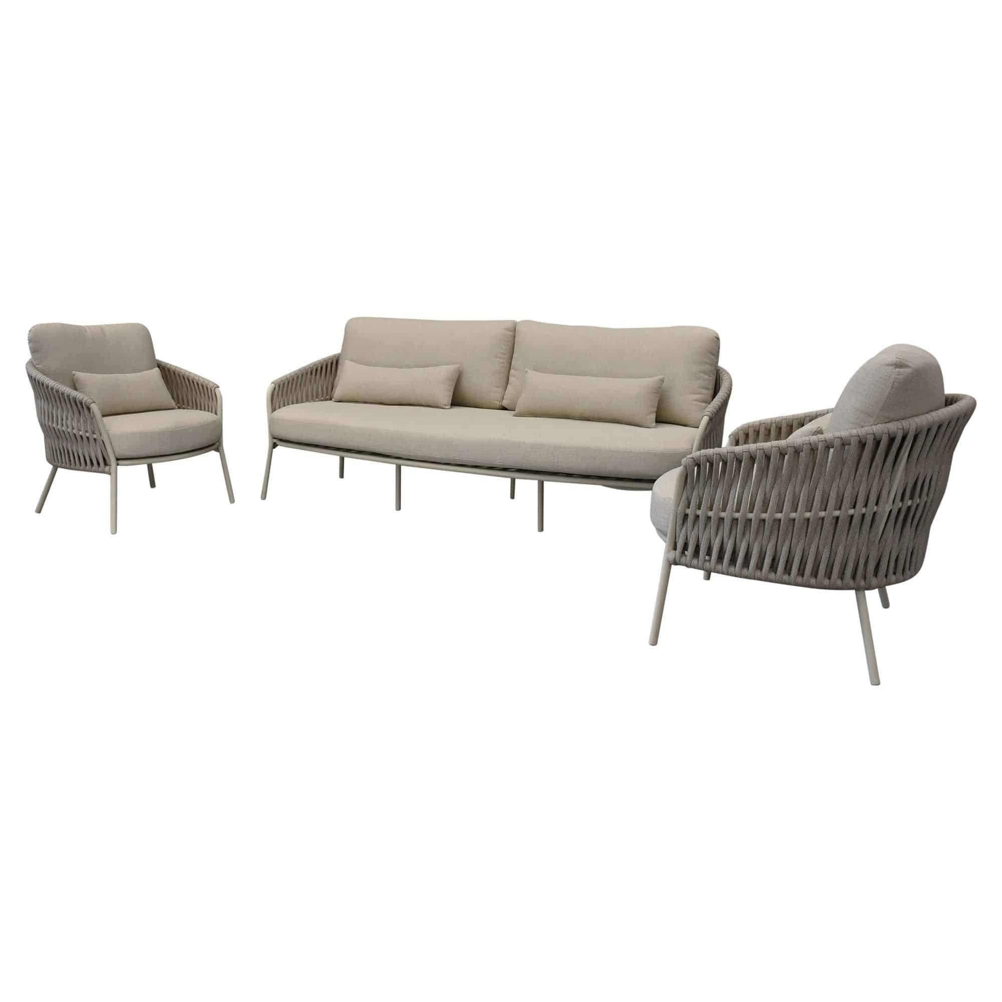 sarenza stoel bank loungeset 3 delig zand rope latte frame