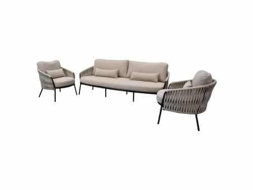 Sarenza stoel bank loungeset 3 delig zand rope terre frame