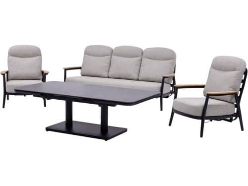 Savanna verstelbare loungeset 4 delig antraciet aluminium