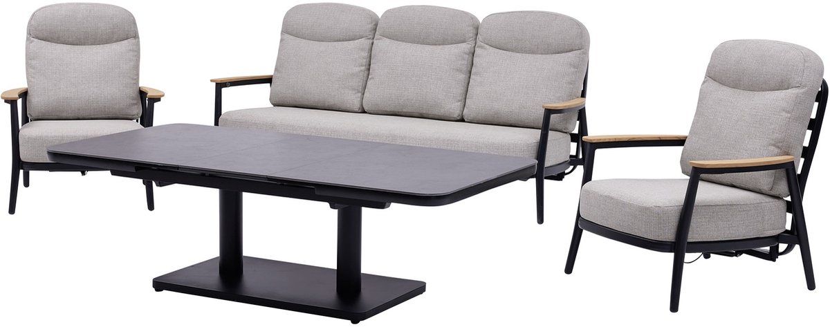 savanna verstelbare loungeset 4 delig antraciet aluminium