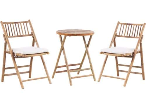 SAVELLETRI - Bistroset voor 2 - Gebroken wit - Bamboehout