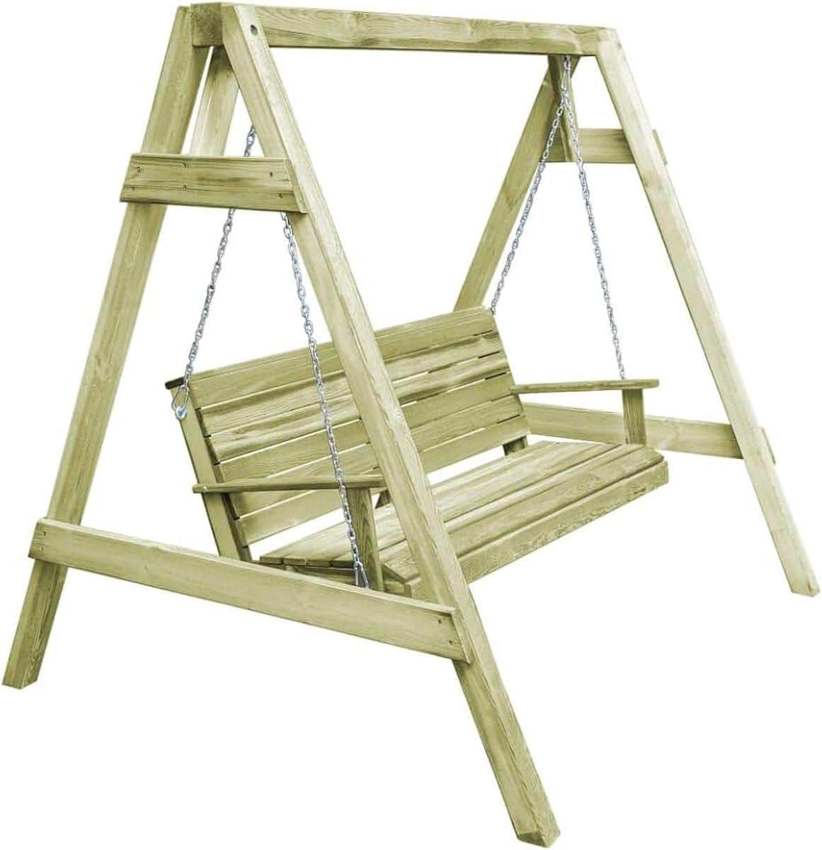 schommelbank hout schommel geïmpregneerd grenenhout 205 × 150 × 157