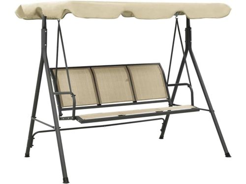 Schommelbank met luifel, antraciet en zand, tuinschommel, outdoor schommel
