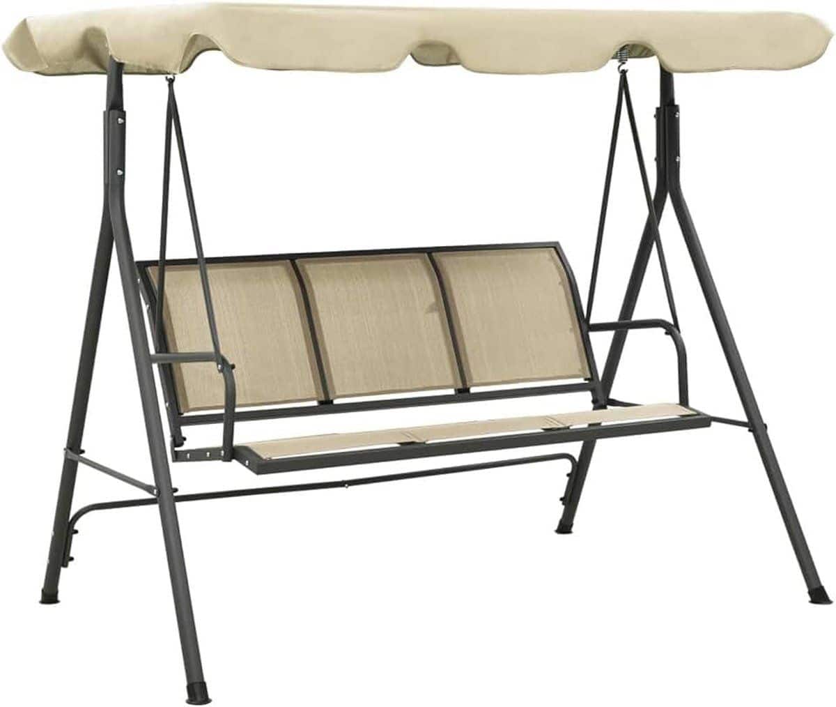 schommelbank met luifel, antraciet en zand, tuinschommel, outdoor schommel