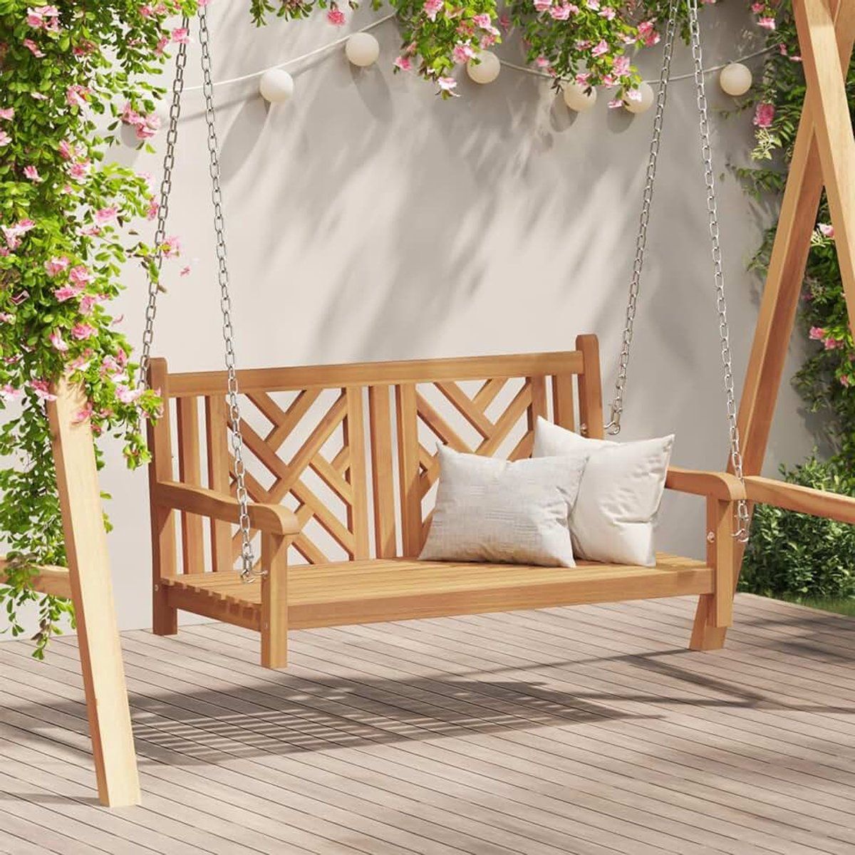 schommelbank overig bruin 114 x 60 x 64 cm massief