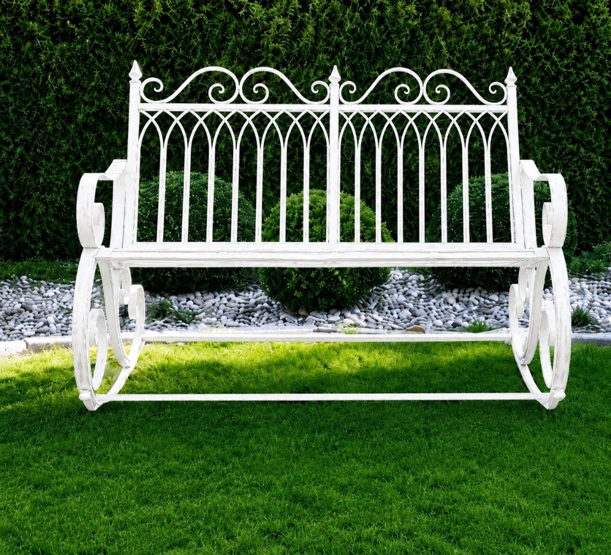 schommelbank tuinbank wit rustiek vintage