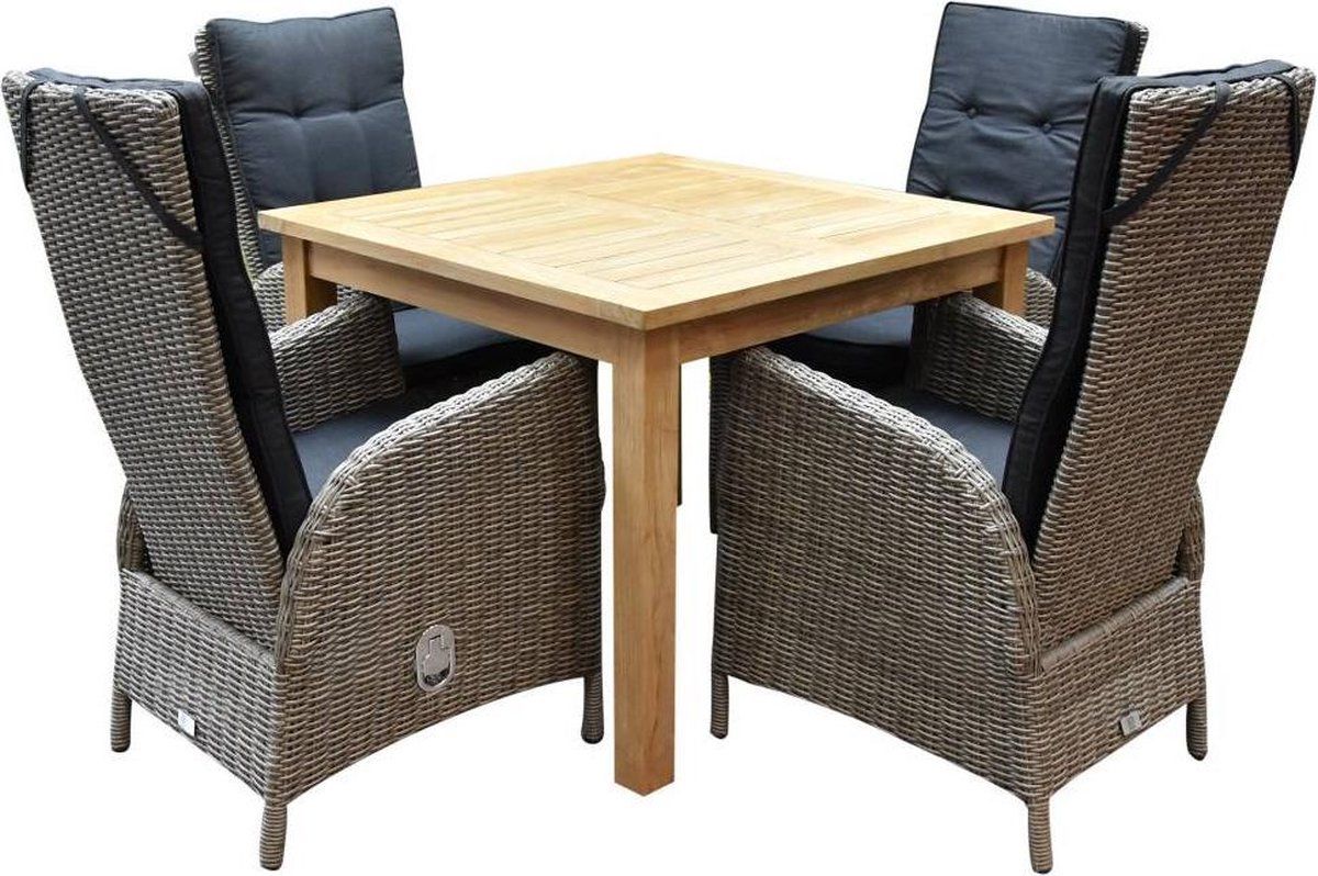 selena menorca dining tuinset 100x100xh79 cm 5 delig teak grijs