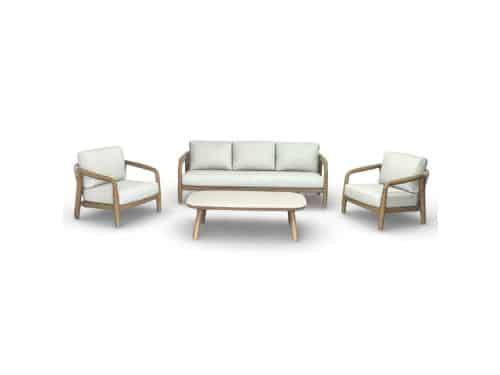 Serenza stoel-bank loungeset | touw + aluminium | beige | 4-delig