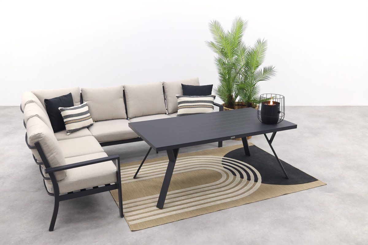 sergio lounge dining set 3 delig links carbon black/desert