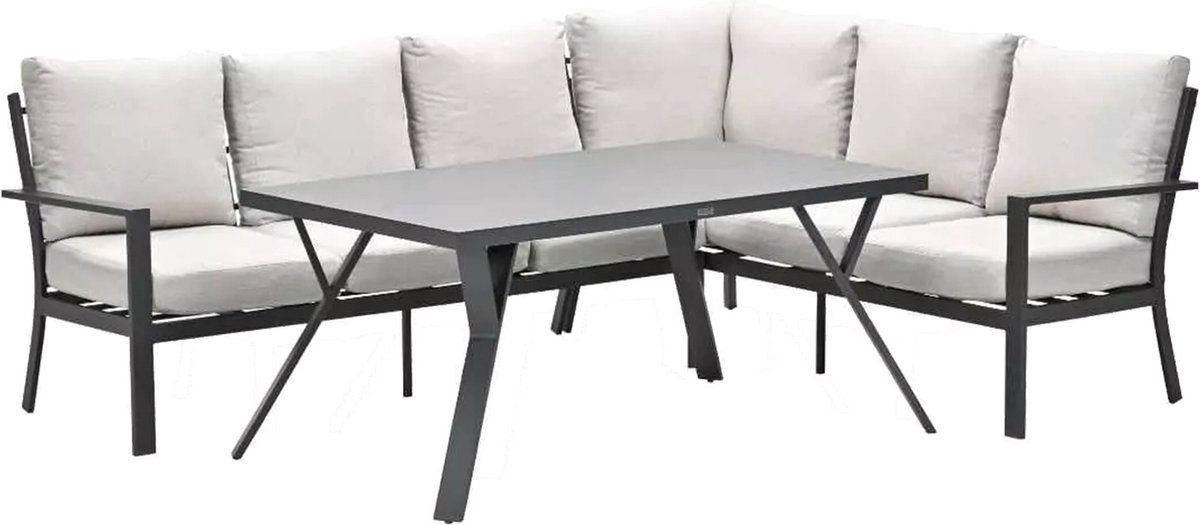 sergio lounge dining set 3 delig rechts carbon black/desert