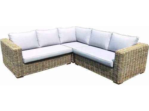 Serva hoek loungeset 3-delig naturel rotan
