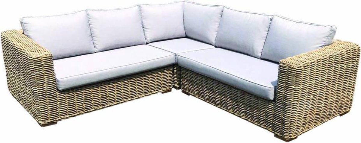 serva hoek loungeset 3 delig naturel rotan
