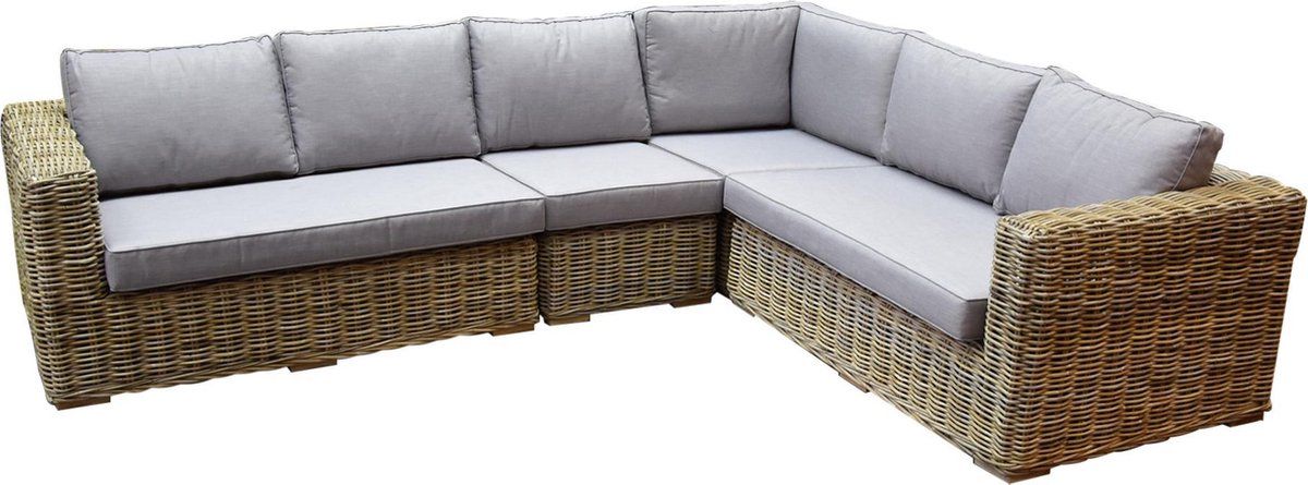 serva hoek loungeset 4 delig naturel rotan