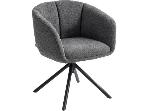 Sessel Loungesessel mit Armlehne, Leinenoptik, Esszimmerstuhl drehbar, Drehsessel mit Metallbeine