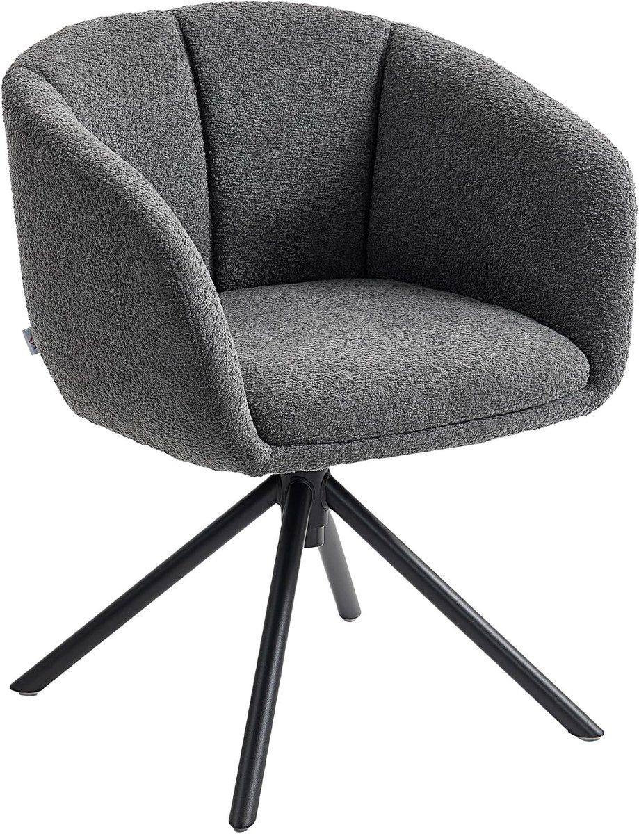 sessel loungesessel mit armlehne, leinenoptik, esszimmerstuhl drehbar, drehsessel mit metallbeine