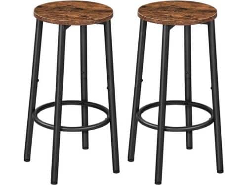 Set van 2 Barstoelen met Voetsteun, Ronde Ontbijtbarstoelen voor Keuken
