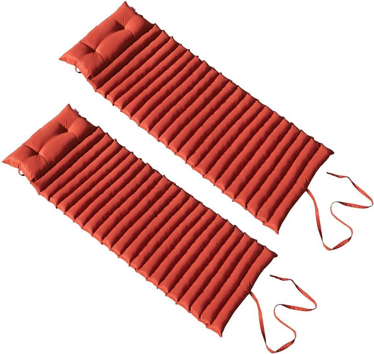set van 2 ligbed kussens 180×60 cm terracotta