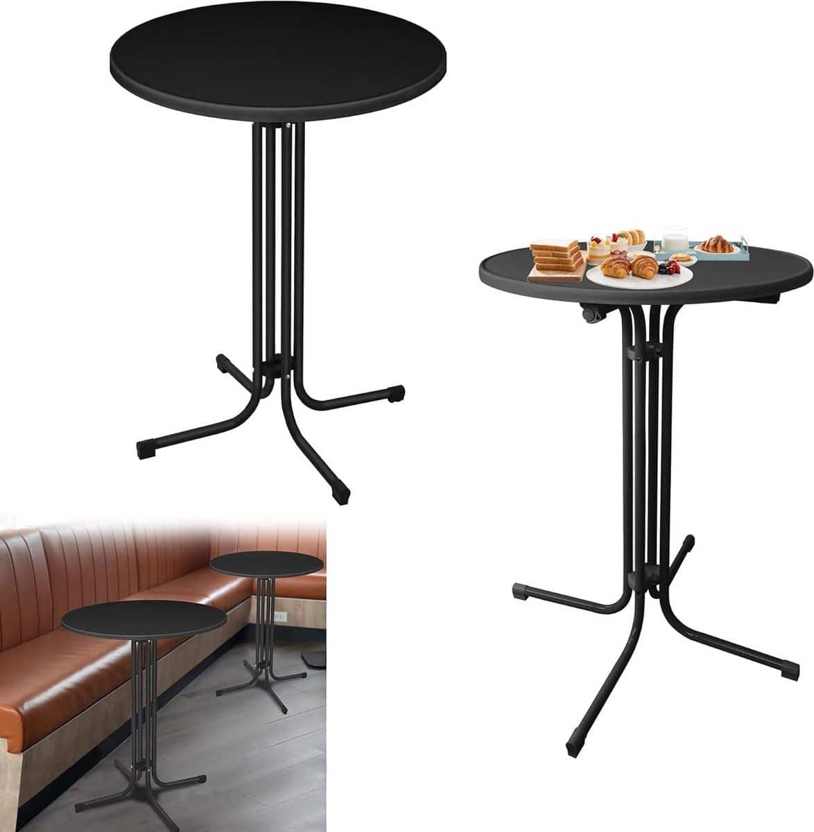 set van 2 ronde klaptafels Ø 80 cm