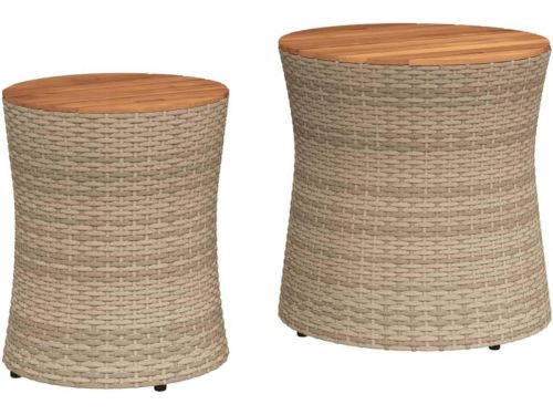Set van 2 Tuin bijzettafels met Houten Tafelblad