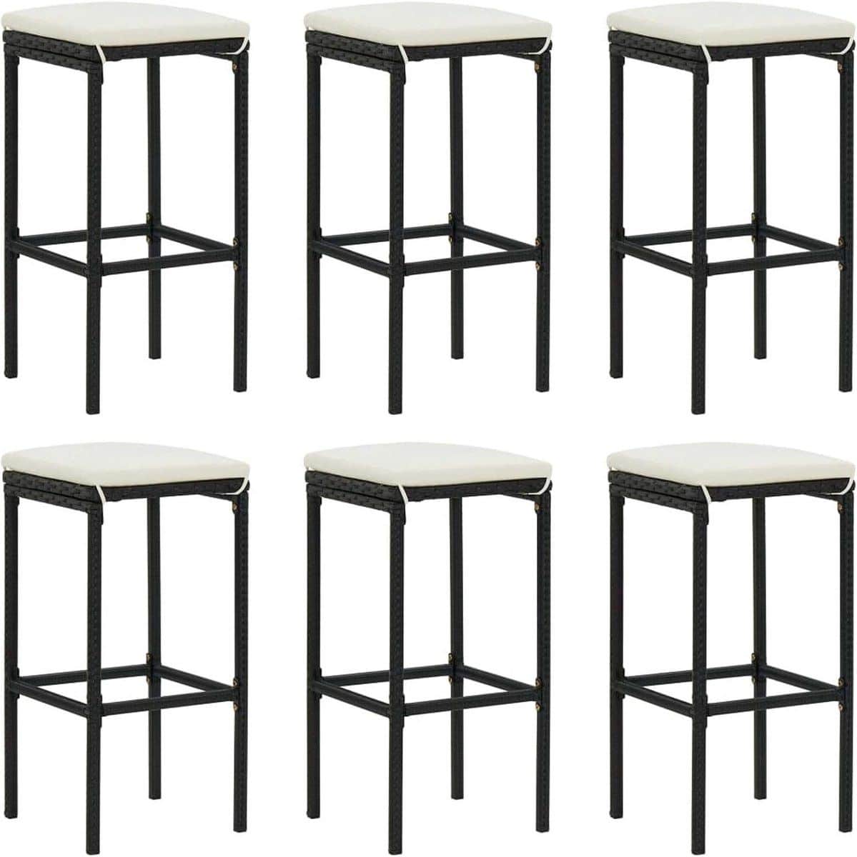 set van 3 of 6 hoge barstoelen buiten poly rattan