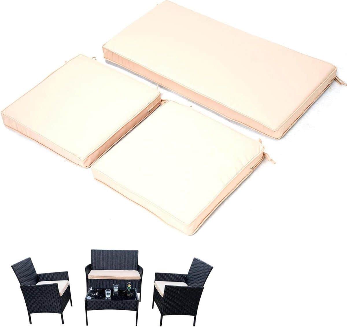 set van 3 vervangende kussens voor buitenmeubilair zeer elastische