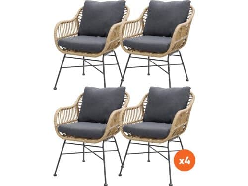 Set van 4 - Garden Impressions Margriet tuinstoelen - Naturel