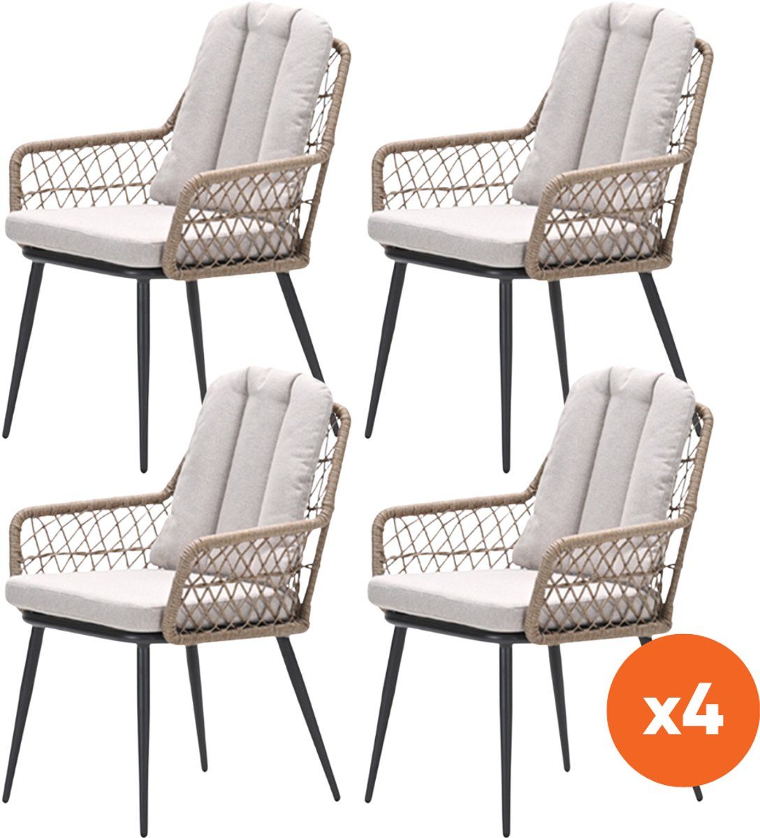 set van 4 gi allasio dining tuinstoelen carbon
