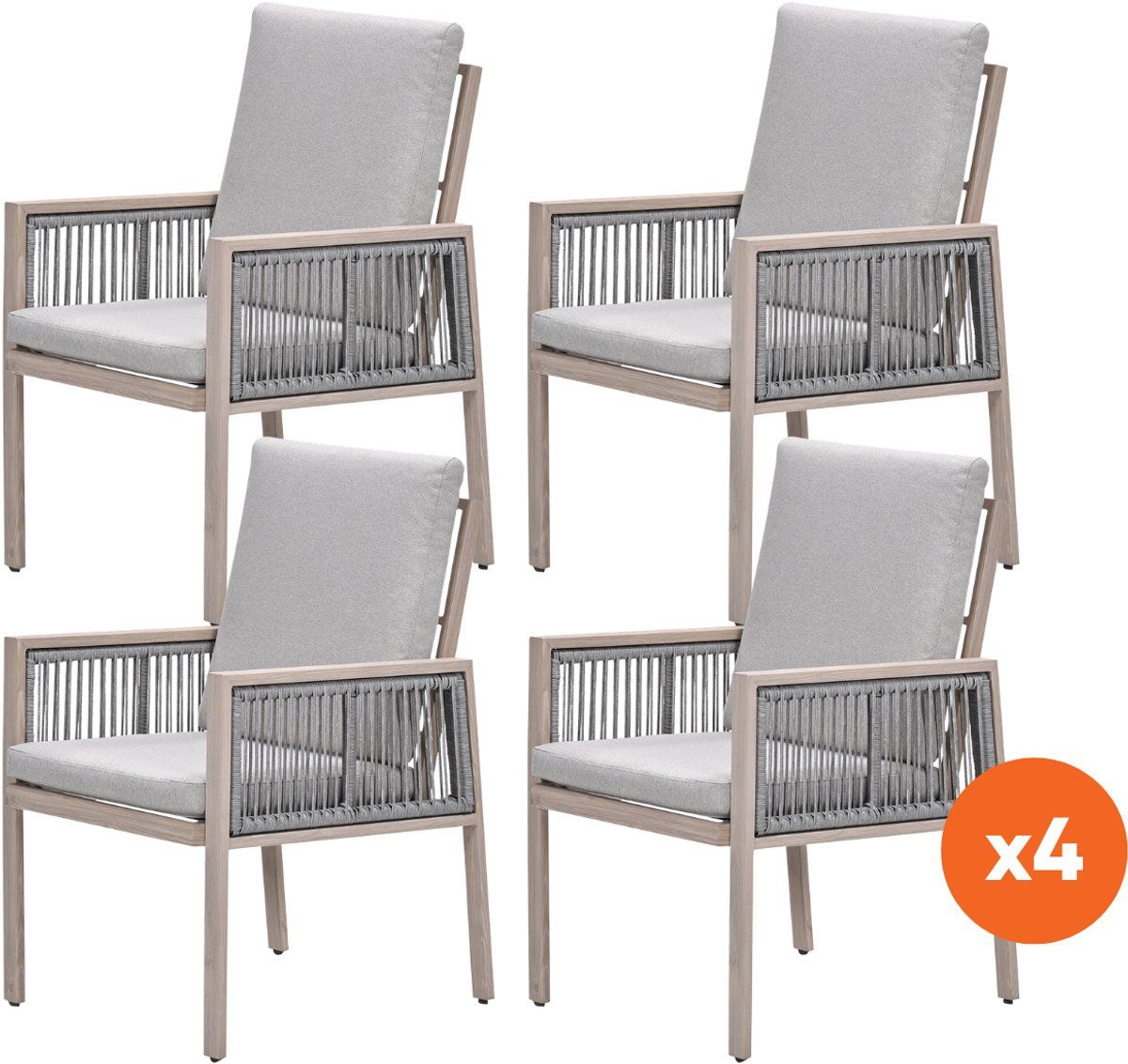 set van 4 gi decala rope dining tuinstoelen