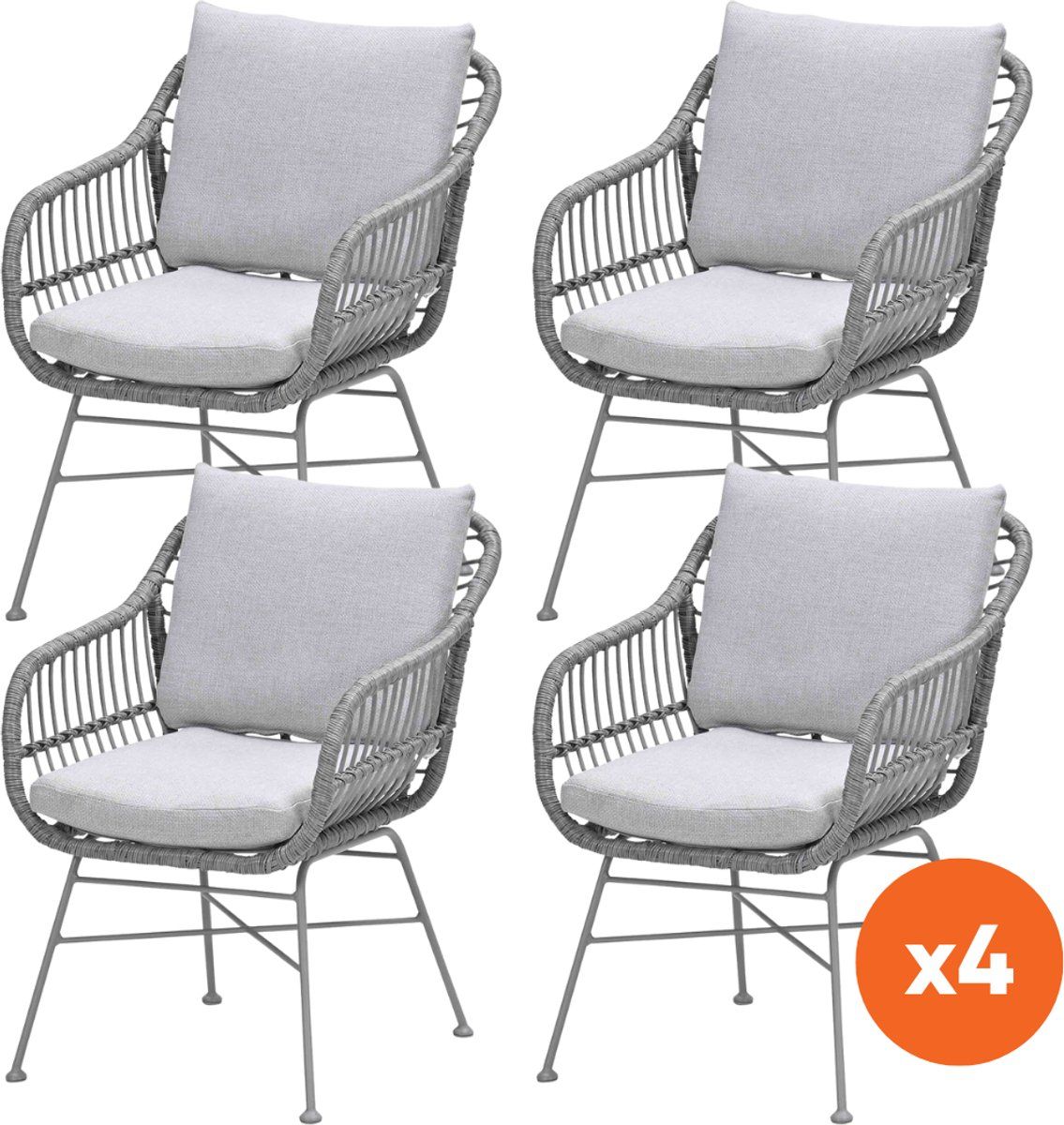 set van 4 gi margriet wicker dining tuinstoelen