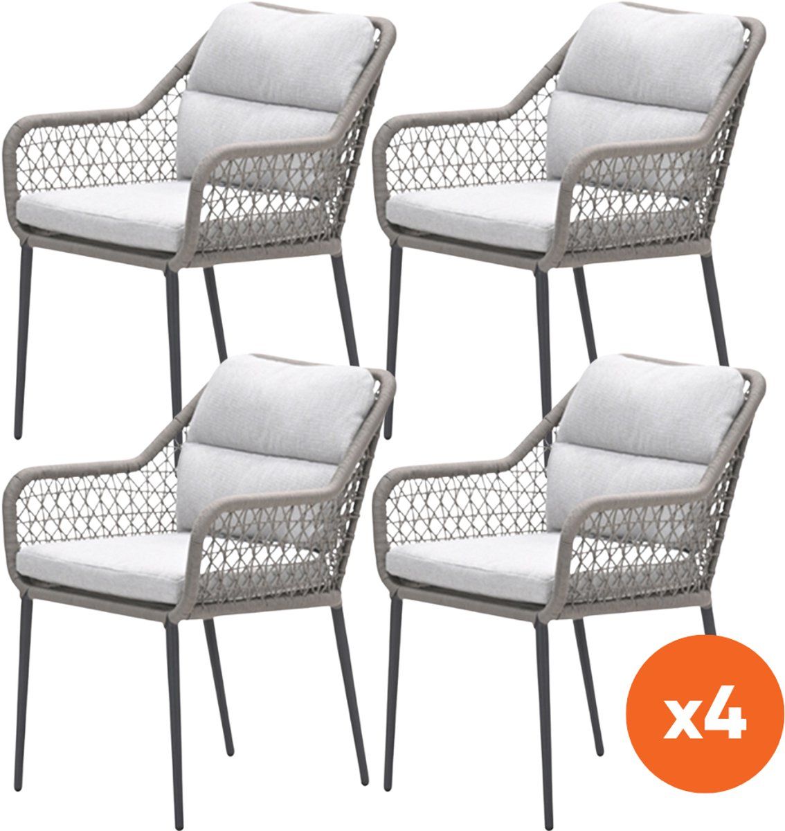 set van 4 gi toledo dining tuinstoelen taupe/zand