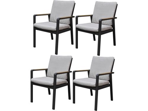 Set van 4 Lola dining tuinstoelen aluminium antraciet
