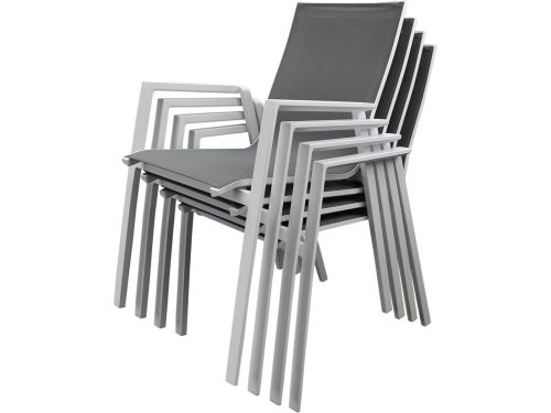 Set van 4 x New Valley dining tuinstoel stapelbaar wit
