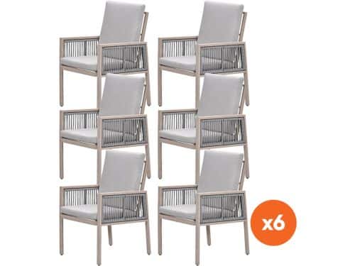 Set van 6 - GI Decala rope dining tuinstoelen