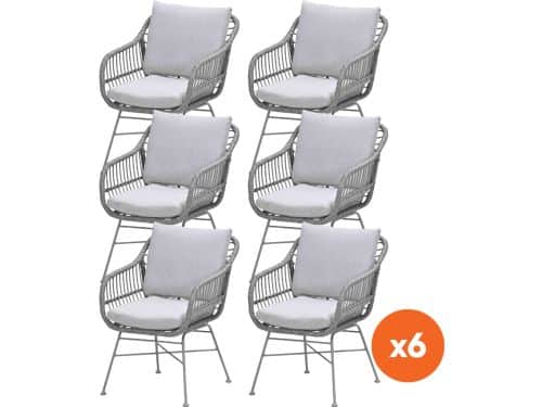 Set van 6 - GI Margriet wicker dining tuinstoelen
