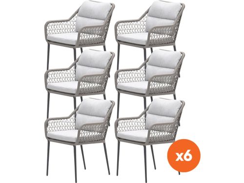 Set van 6 - GI Toledo dining tuinstoelen - Taupe/Zand